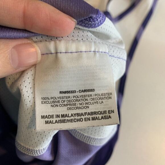 Nike Tank Top Womens XS Extra Small Purple Striped Dri Fit Mesh Panels Running - Picture 10 of 13